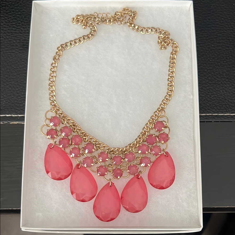 Elegant Gold and Pink Statement Necklace